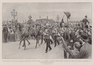 The Return of the 1st Battalion Grenadier Guards from the Sudan, crossing Westminster Bridge on their Way from Waterloo to Wellington Barracks by Frank Dadd